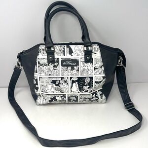 Disney Loungefly Alice In Wonderland Crossbody Bag Purse Comic Black White Rare